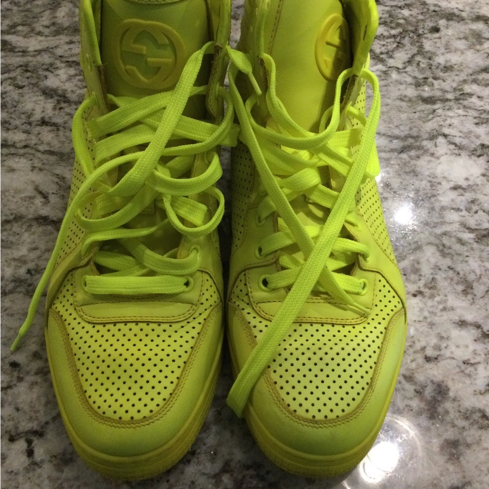Gucci Neon Yellow Athletic Shoes